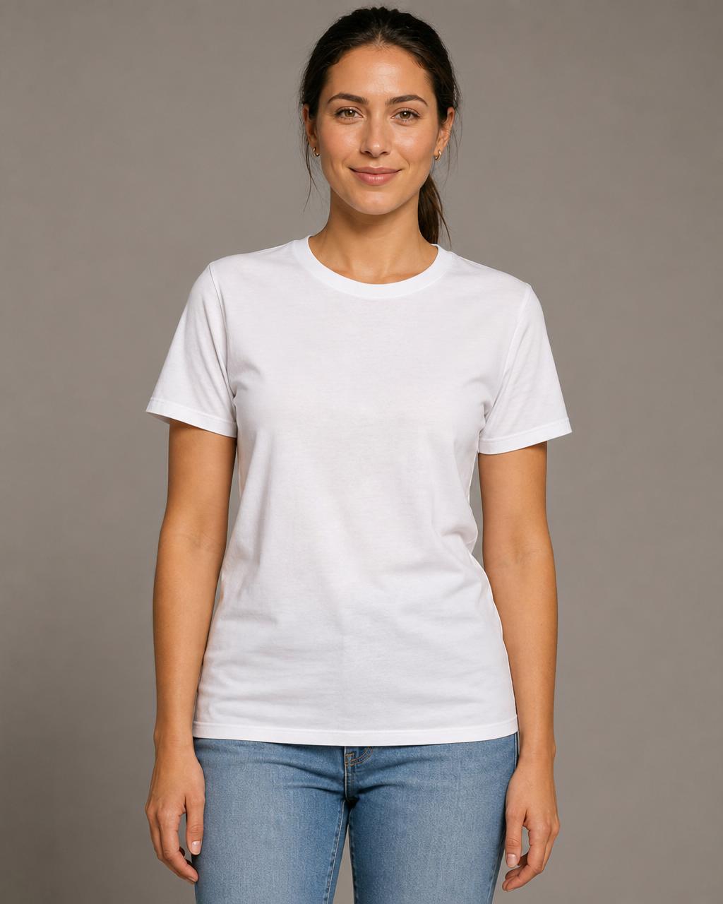 Blank t-shirt mockup — Seamless gray backdrop, diffused light